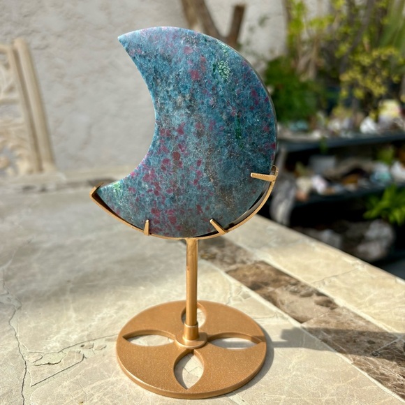 Ruby in Kyanite Crescent Moon Crystal